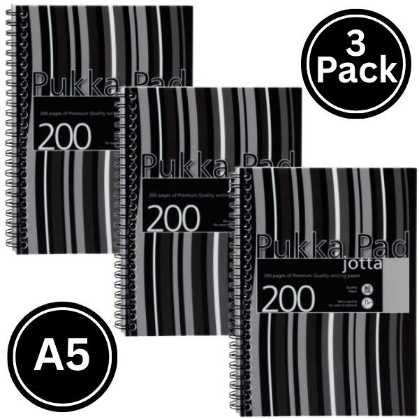 Pukka A5 Jotta Poly Cover Black Stripy [Pp01187] - Pack of 3